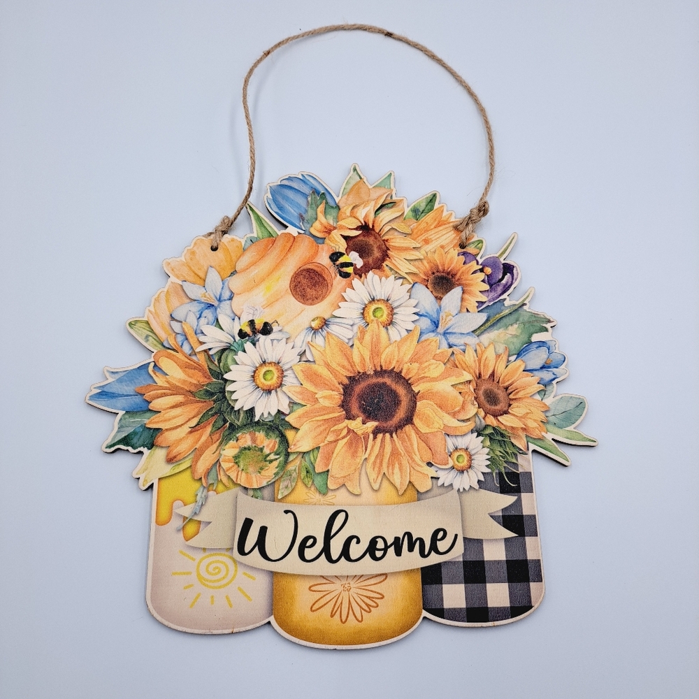 4/$20 Farmhouse Double Sided Wood Spring & Fall Flower Sign